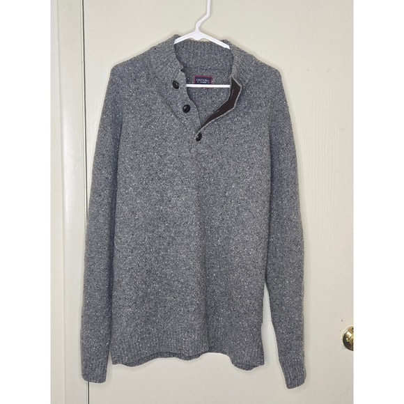 UNTUCKit Other - UNTUCKit Mens XL Grey Lambswool Blend Button Mock‎ Neck Donegal Fleck Sweater